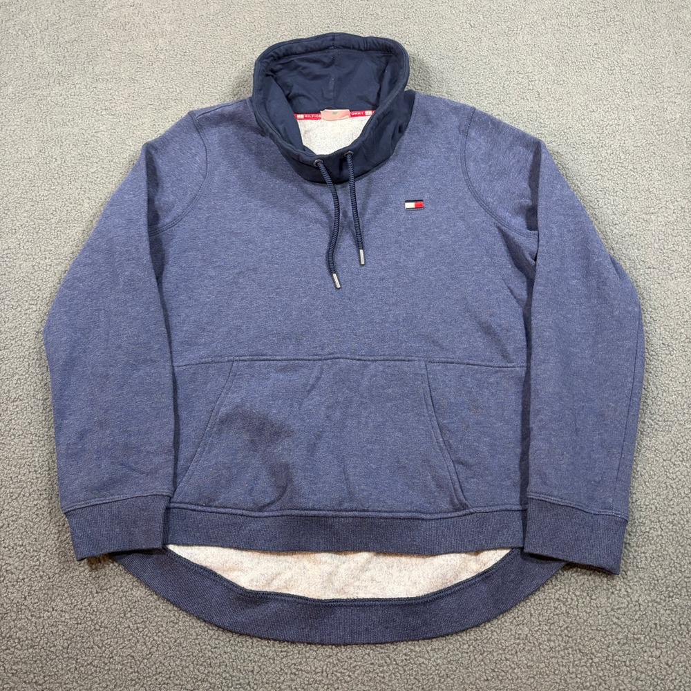 Tommy Hilfiger Sweatshirt Womens L Blue Sport Funnel Neck Pullover TPJO8282
